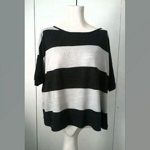 Kenar Two Tone Gray Stripe Crop Top